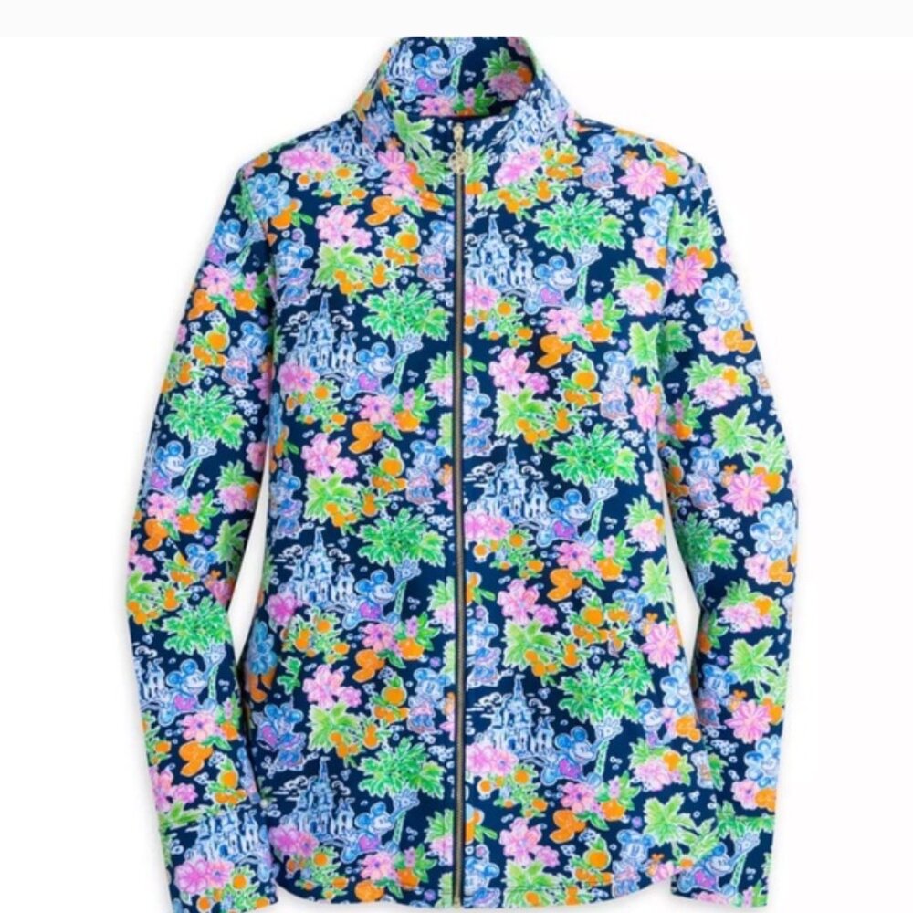 NEW Lilly Pulitzer Leona Zip Up Aegean Navy Lilly Loves Disney Jacket